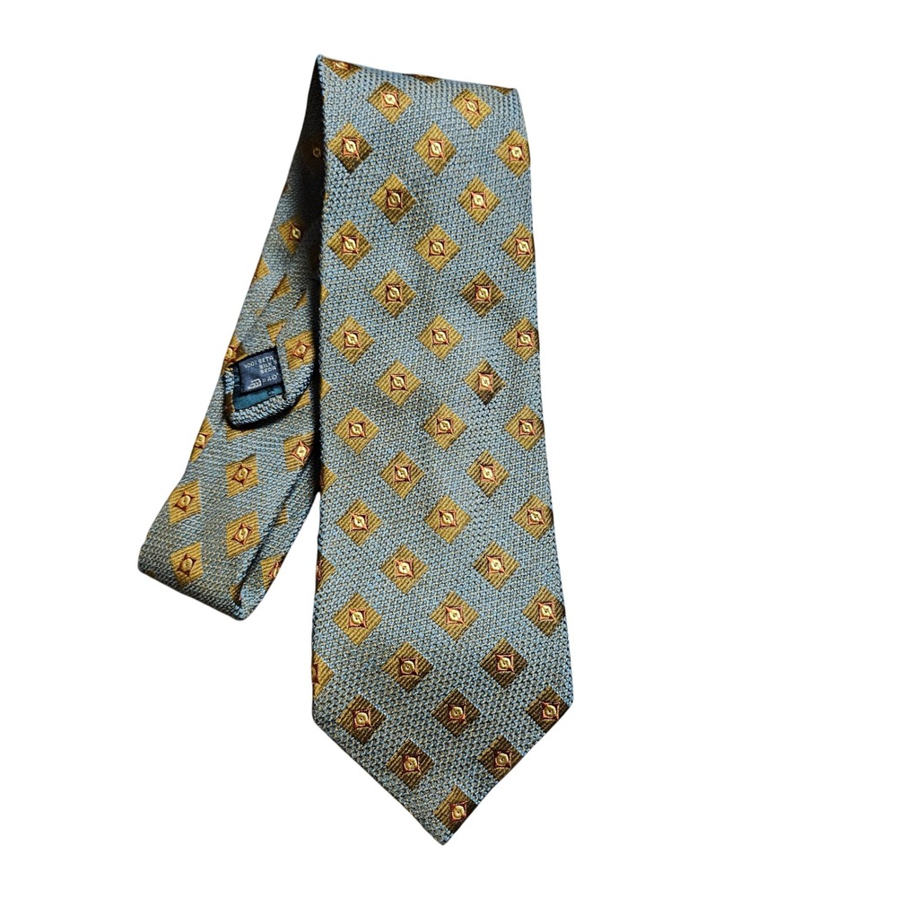 VTG Ermenegildo Zegna Mens Silk Jacquard Diamond Luxury Italy Retro Old Money